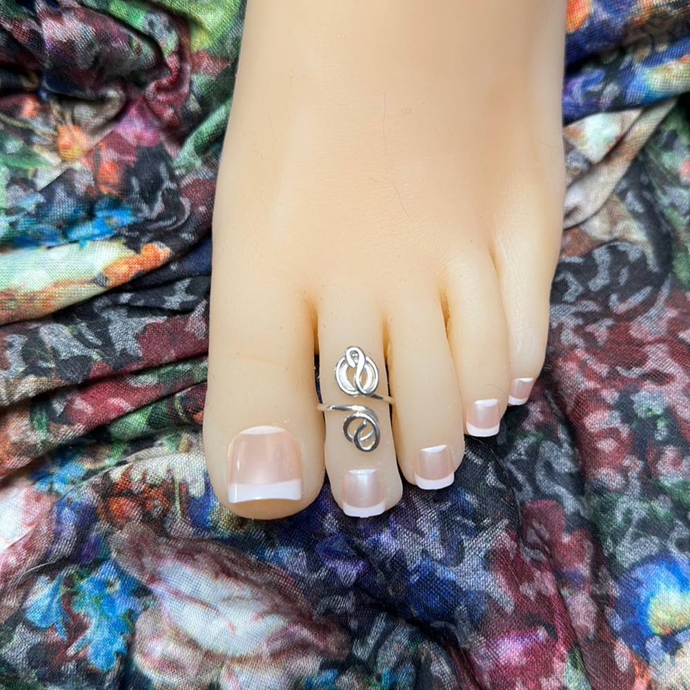 Sterling Silver Toe Ring- Adjustable Unique Toe R… - image 3